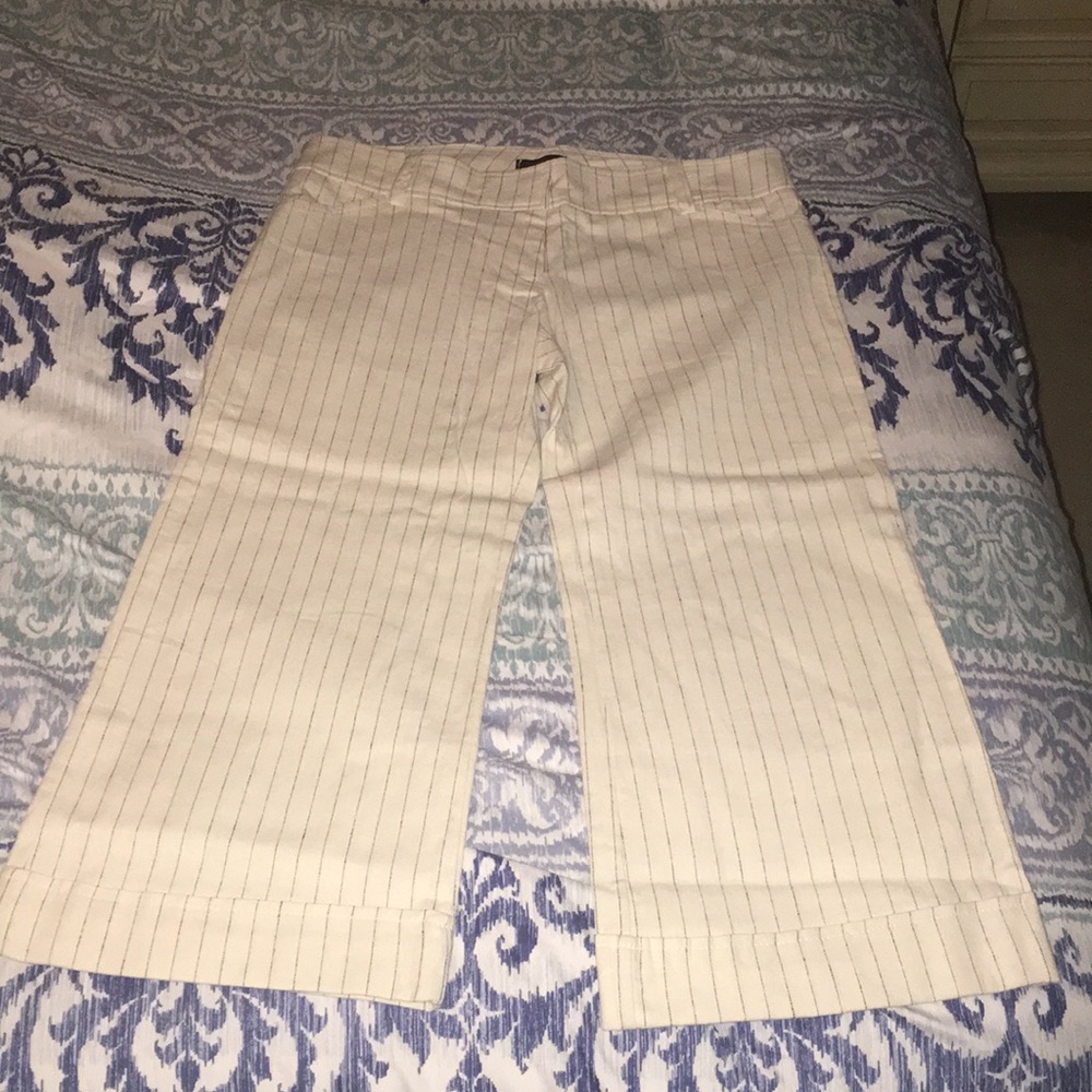 Cream and black crop linen pant
